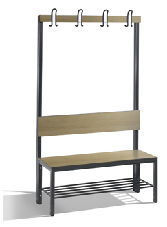 HPL Garderobenbank einseitig mit Schuhrost